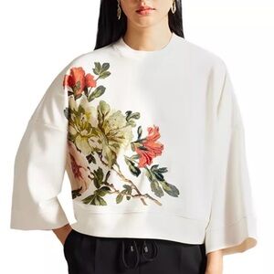 Ted Baker Floral Sweatshirt - Cream and Red
